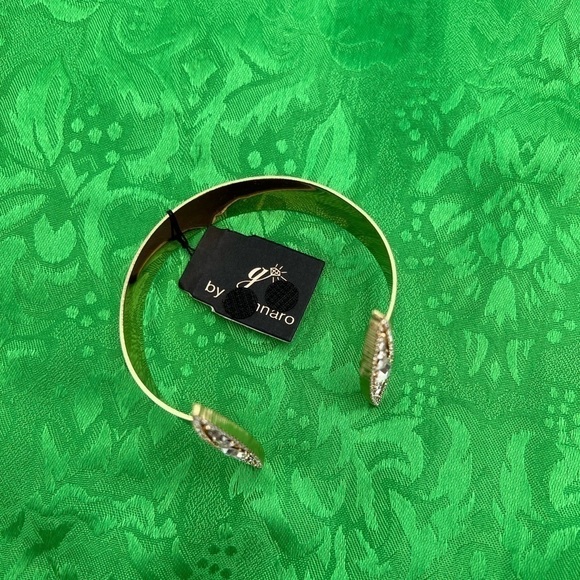 Gennaro Open Cuff Bracelet Gold Tone with Rhinestone - Picture 7 of 11